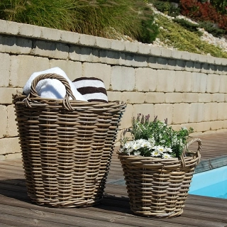 RATANOVÉ Koše, Grey, SET 2 kusy