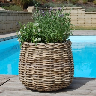 RATANOVÝ Květináč CLASIC ROUND, Grey, Ø38x33 cm
