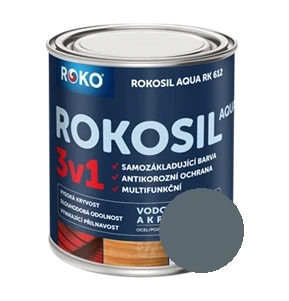 Univerzální vodouředitelná barva Rokosil Aqua 3v1 0,6 L šedá střední čsn1100