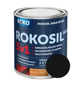 Univerzální vodouředitelná barva Rokosil Aqua 3v1 0,6 L černá čsn1999