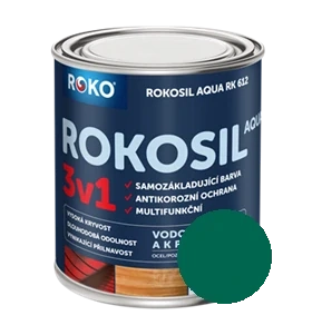 Univerzální vodouředitelná barva Rokosil Aqua 3v1 3 L tmavě zelená čsn5400