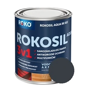 Univerzální vodouředitelná barva Rokosil Aqua 3v1 0,6 L antracit