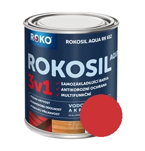 Univerzální vodouředitelná barva Rokosil Aqua 3v1 0,6 L červená rumělková čsn8140 