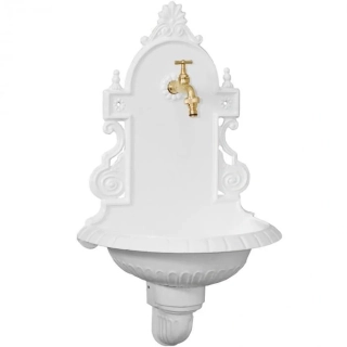 Zahradní umyvadlo VERONA 66 cm – ze slitiny hliníku s kohoutkem, bílá