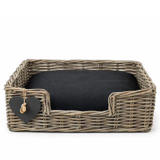 Ratanový PELÍŠEK pro PSY s polštářem, Grey, 65 cm