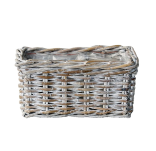 Ratanový truhlík SMOL – bílý/grey, 30×15×15 cm