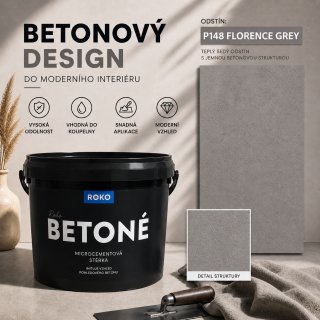 ROKO BETONÉ 7 kg – mikrocementová stěrka s efektem pohledového betonu, P148 florence grey