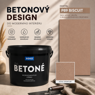 ROKO BETONÉ 7 kg – mikrocementová stěrka s efektem pohledového betonu, P89 biscuit 