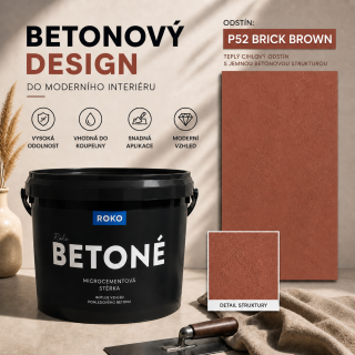 ROKO BETONÉ 7 kg – mikrocementová stěrka s efektem pohledového betonu, P52 brick brown