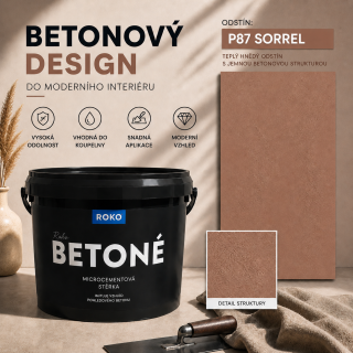 ROKO BETONÉ 7 kg – mikrocementová stěrka s efektem pohledového betonu, P87 sorrel