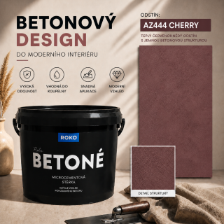ROKO BETONÉ 7 kg – mikrocementová stěrka s efektem pohledového betonu, AZ444 cherry