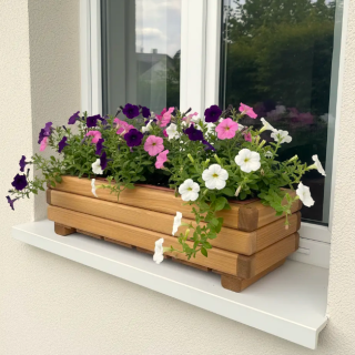 Dřevěný květináč AKSAMIT WINDOW s plastovou vložkou, pinie 660x230x200